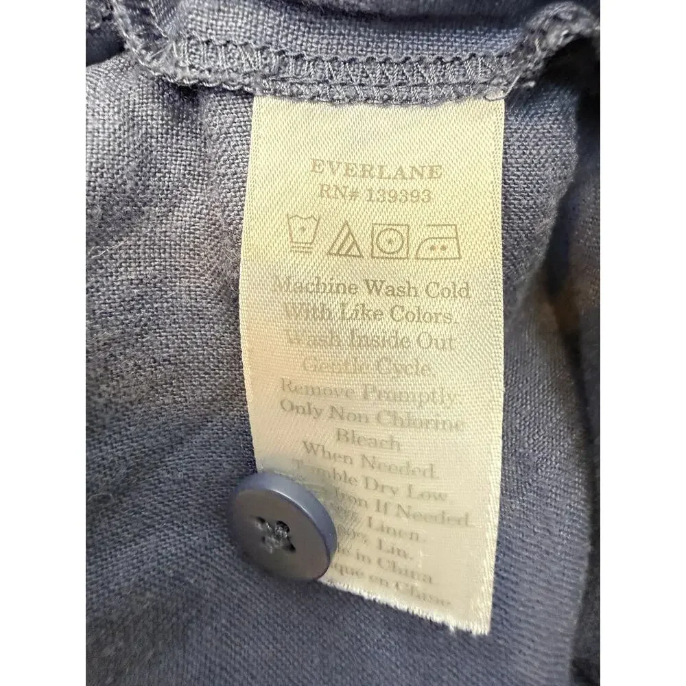 Everlane Jumpsuit Womens 6 Blue Linen Wide Leg Sleeveless Pockets Lagenlook